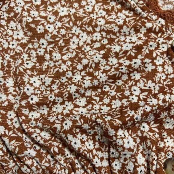 Blu Pepper Women’s Floral Short puff Sleeve S Dress boho babydoll burnt orange - Picture 6 of 7